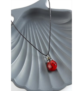 Uğur Böceği Cam Kolye (Kırmızı)
