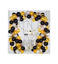 50 Adet Metalik Gold Gümüş Siyah Helyuma Uygun Balon Ve 5 Metre Balon Zinciri