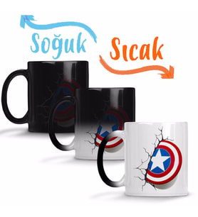 Captain America Shield Sihirli Kupa Bardak Porselen