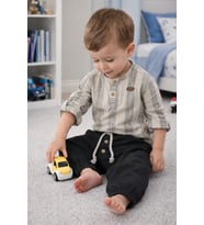 Katlanabilir Kollu Müslin Üst ve Pantolon Erkek Bebek İkili Set Takım Babyhola 2218 (Füme)