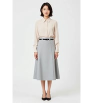 Kadın A Line Midi Etek Yırtmaçlı Kemerli Şifon Dokuma %100 Polyester Astarsız Rahat Günlük Modern