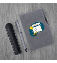 Kişiye Özel UV Baskılı Mühendis Temalı Gri Defter & Gri Roller Kalem Seti