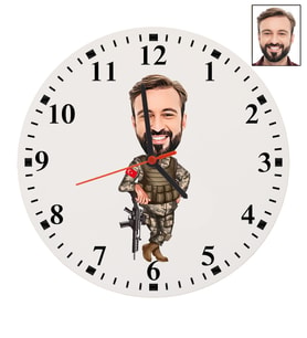 Kişiye Özel Asker Tasarımlı Karikatür Duvar Saati 88