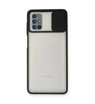 Samsung Galaxy M51 Kılıf Palm Buzlu Kamera Sürgülü Silikon - Siyah