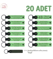 Mahalle Etkinliğinde Dağıtılmak Üzere, 20'li Set, Kişiselleştirilebilir Anahtarlık, F Yeşil & Yeşil (Fıstık Yeşili)