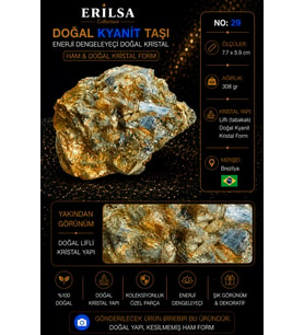 Sertifikalı Doğal Kyanit Taşı Ham Kristal Kaya Koleksiyonluk Taş No 29