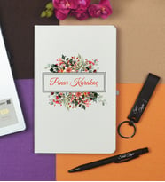 Hediye Kişiye Özel Hazırlanmış Beyaz Defter Kalem ve Anahtarlık Seti