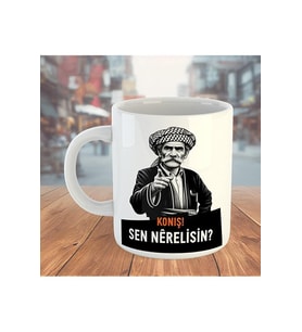 Konuş Sen Nerelisin Tasarımlı Porselen Kupa Bardak - Konuş Sen Nerelisin Kupası (Beyaz)