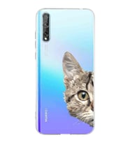 Huawei P Smart s Uyumlu Kamera korumalı Kapak Catface Tasarımlı  Şeffaf Kılıf