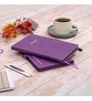 Dival Notebook 13x21 cm Mor Deri Sert Kapak Noktalı Tarihsiz Dikişli Not Okul Defteri (Mor)
