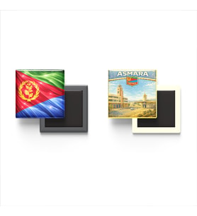 Buzdolap Magnetleri - Eritre Bayrağı ve Asmara Retro Tema - 2'li Set Magneti