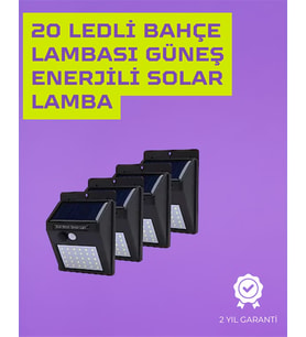 Güneş Enerjili Akıllı Duvar Lambası PIR Sensörlü, Otomatik Aydınlatma, Dış Mekan İçin