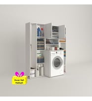 Kenzlife çamaşır makinesi dolabı hayzummega byz 180*156*55 banyo kiler çift kapaklı arkalıklı + tekli duvar rafı hediyeli (Karışık)