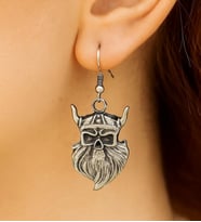 Savaşçı Viking Şekilli Kadın Küpe Çift Adet Gümüş Kaplama El Yapımı Küpe