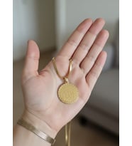 Altın Kaplama Çelik Allah Yazılı Kolye - Yılan Zincir Tasarım (Gold)