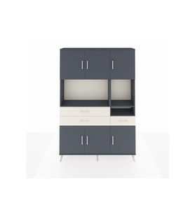 Arges Dolap 9 Raflı 3 Çekmeceli 6 Kapaklı 132x30x195 Antrasit-Antrasit/Aytaşı