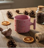 Kişiye Özel Çiçek Desenli İsme Özel T Pastel Kupa Doğum Günü Hediyesi (Pembe)
