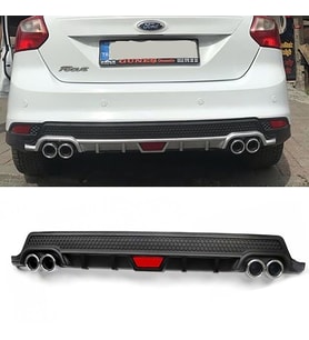 Ford Focus 3 Hatchback Siyah Difüzör Difizör Yuvarlak Egzoz Görünüm Kulaklı Tip 2012 - 2017