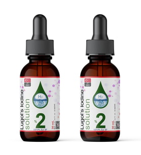 Lugol İyot Çözeltisi %2  2x30 mL (Lügol Çözeltisi Cam Damlalıklı Şişe,Pharma Grade Lugols Iodine)