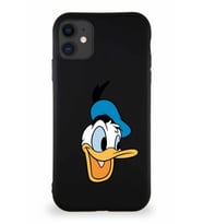 Apple iPhone 11 Soft Premier Kapak Donald Duck-A Tasarımlı Silikon Kılıf - Siyah (Şeffaf)