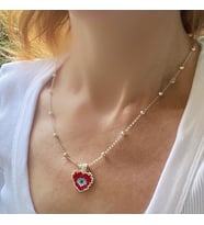 KALP CHARMLI MİYUKİ BONCUKLU 925 AYAR GÜMÜŞ KOLYE