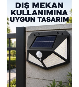 Bahçe Balkon Garaj ve Girişler İçin Güneş Enerjili Hareket Sensörlü LED Duvar Lambası