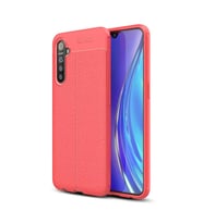 Realme XT Deri Görünümlü Firo Silikon Kılıf (Kırmızı)