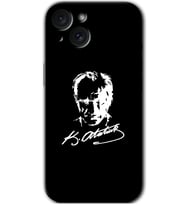 İphone 15 Plus Kılıf HD Desen Baskılı Kılıf - Atatürk Silüet İmza