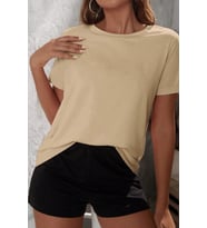 Unisex Pamuklu Penye Şort Takım (Bej)