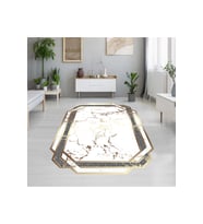 Rovigo Home Dijital Baskı Yıkanabilir Kaymaz Taban Salon Halısı RVG1913-SM72 (Beyaz)