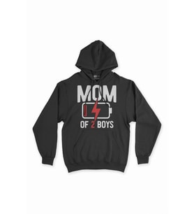 Mom Of 2 Boys Erkek Annesi Siyah Sweatshirt Hoodie