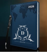 BK Gift Kişiye Özel İsimli Termo Sert Kapak 2026 Lacivert Ajanda & Kalem -8, Öğretmenler Günü Hediyesi, Yeni İş Hediyesi