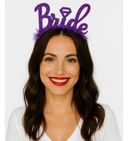 Mor Renk Bekarlığa Veda İtalik Yazı Alyanslı Bride Taç