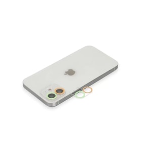 İphone 12 Renkli Kamera Lens Koruma Cam - Turuncu-Yeşil
