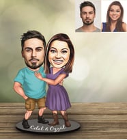 Kişiye Özel  Sevgili Karikatürlü Ahşap Biblo Model 1-Eco