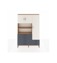 Arges Dolap 9 Raflı 6 Çekmeceli 3 Kapaklı 132x30x195 Çam-Aytaşı/Antrasit