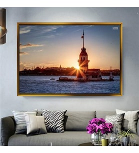 Altın Çerçeveli dekoratif tablo l348 (Gold)