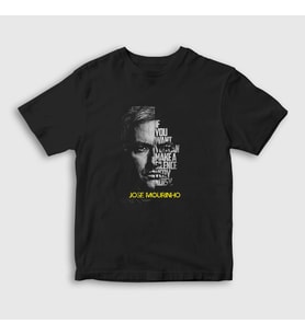 Presmono Unisex Çocuk Siyah Silence Jose Mourinho T-Shirt 339762tt