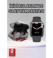 İthalat® İkili Set Dev Kampanya Ucuz Kulaklık Ucuz Akıllı Saat Gürültü Önleyici Uzun Pil Ömrü