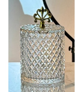 İnci Desen Gold Metal Kulplu Tekli Kapaklı Büyük Boy  Cam Kavanoz - 1500 ml. (Beyaz)