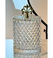İnci Desen Gold Metal Kulplu Tekli Kapaklı Büyük Boy  Cam Kavanoz - 1500 ml. (Beyaz)