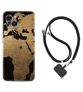 Reeder S23 Max Pro Kılıf Silikon Boyun Askılı İpli Desenli Silikon Map Planet 1656