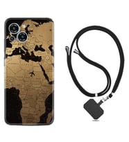 Reeder S23 Max Pro Kılıf Silikon Boyun Askılı İpli Desenli Silikon Map Planet 1656