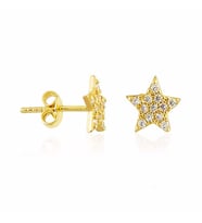 Yıldız Altın Çivi Küpe 14K Gold Taşlı (Çok Renkli)