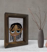 BK Gift Cute Girl Tasarımlı Dekoratif Doğal Masif Ahşap Çerçeve 15x20cm-1 (Beyaz)