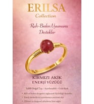 Sertifikalı Ruh Beden Denge Yüzüğü – Kırmızı Akik Taşı Ayarlanabilir Gold Aslan Koç Burcu (Çok Renkli)