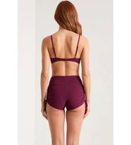 Kadın Şortlu Bikini Takımı Kolsuz Balensiz Yüksek Bel Tünelli Düz Desen Örme Raşel Dokuma Şık
