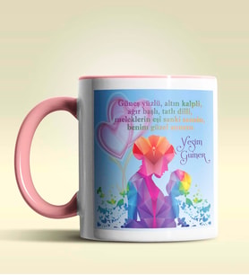 Kişiye Özel Anneler Günün Mesajı Tasarımlı Pembe Kupa Bardak (Pembe)