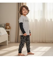 Erkek Çocuk Pamuklu There Are Baskılı Uzun Kollu 2'li Takım CB1105