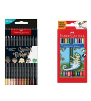 Faber Castell Kuru Boya Seti 12'li Black Edition Skin Tones Ten Renkleri ve 12'li Çift Taraflı 24 Renk Bicolor